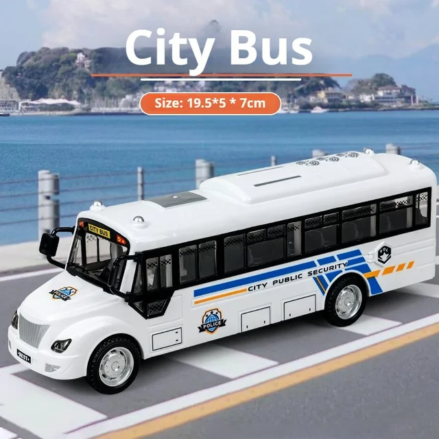 1:30 Inertia Sliding Campus Bus Car Model Simulation Sound and Light Music Educational Toy Bus Car Toy Children's Birthday Gift 2