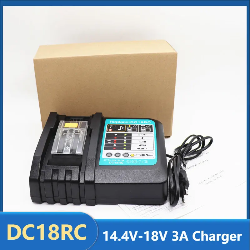 

DC18RC 18V Li-ion Battery Charger 3A Charge Current for Makita 14.4V 18V Bl1830 Bl1430 DC18RC Power Tools Charger EU/US Plug