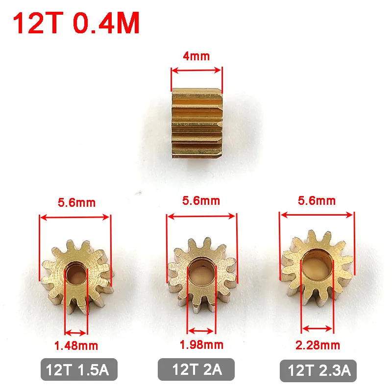 122A 121.5A 0.4M Pinion Motor Shaft Hole 1.5/2mm Outer Diameter 5.6mm Mechanical Copper Gears 12T 1.5A 2A 2.3A motor gear,transmission gear