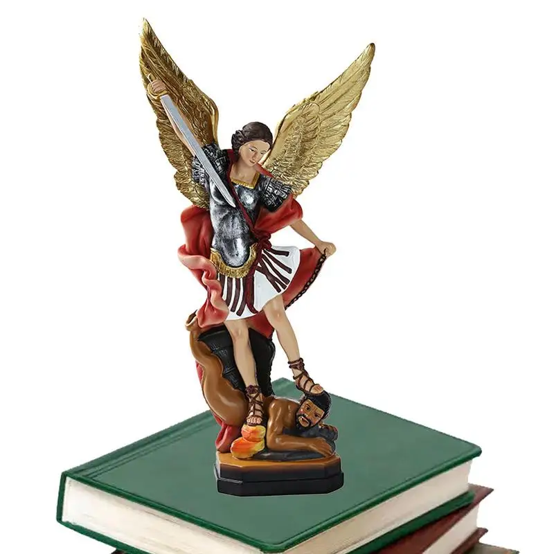 Hand Painted Archangel Michael Statue Decor