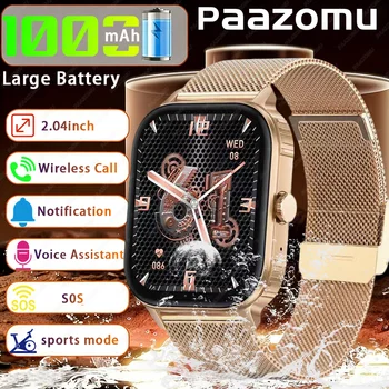 Nuovo Smartwatch 2026 con Batteria da 1000mAh, Schermo HD da 2.04”, Chiamate Bluetooth, Monitoraggio Frequenza Cardiaca, per Uomo e Donna