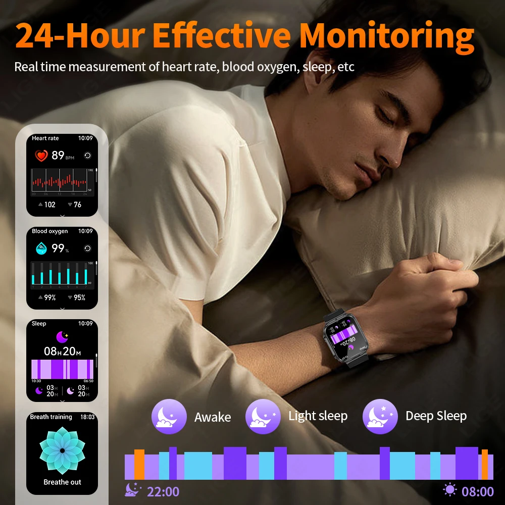 LIGE Lighter smartwatch Men Ignition Cigarette Lighting Ignition Outdoor Camping 500mAh Large Battery Tracker Sports Smartwatch 5