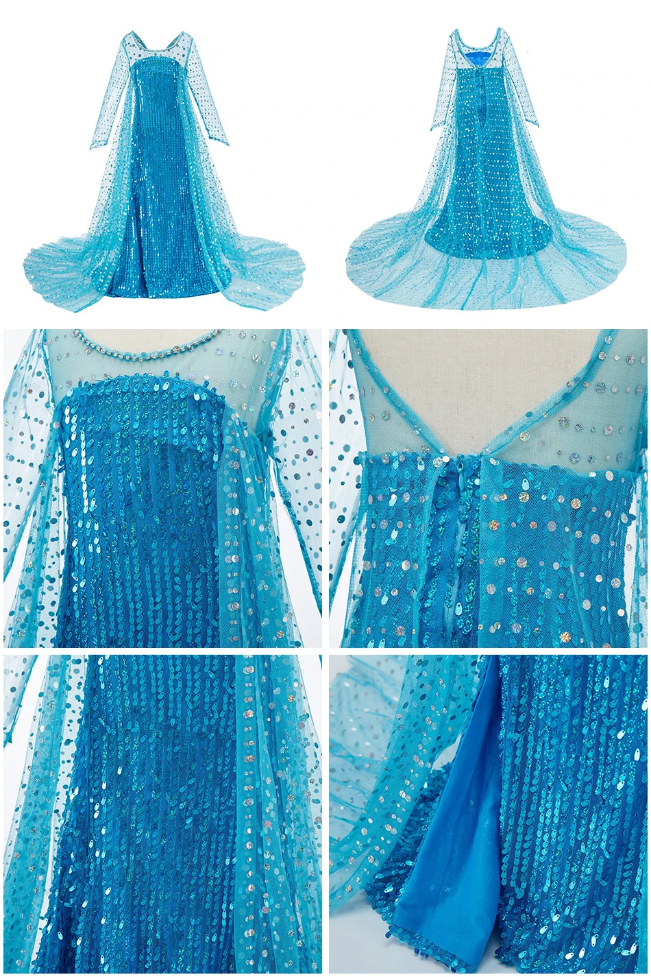 Mädchen Prinzessinnenkleid Kinder Schneekönigin Cosplay Kostüm für Geburtstagsfeier Kinder Blumenmädchen Tüllkleid Halloween Faschingskostüm – Detail 6