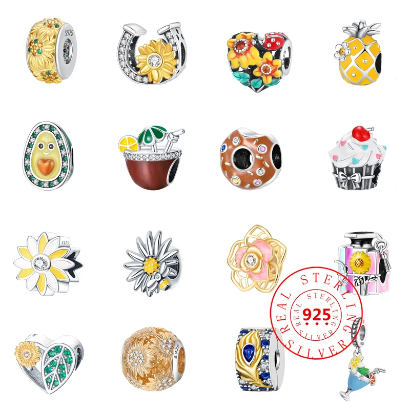 

Sparkling Fine Newest 925 Sterling Silver Donuts Avocado Cupcakes Flower Love Beads Pendants Fit Pandora Charms Bracelet Jewelry