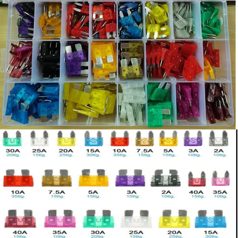 400pcs 2A-40A Car Fuse Small Medium Assorted Automotive Blade Type Aluminum Fuse with Box Clip for Car Truck Automotive