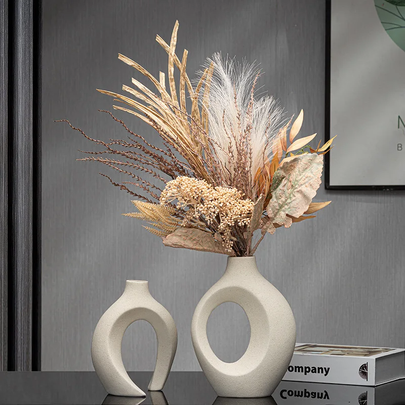 Nordic Ceramic Interlock Vase Bridal Shower Wedding Boyfriend Gift Girlfriend Pampas Grass Living Room Home Decoration