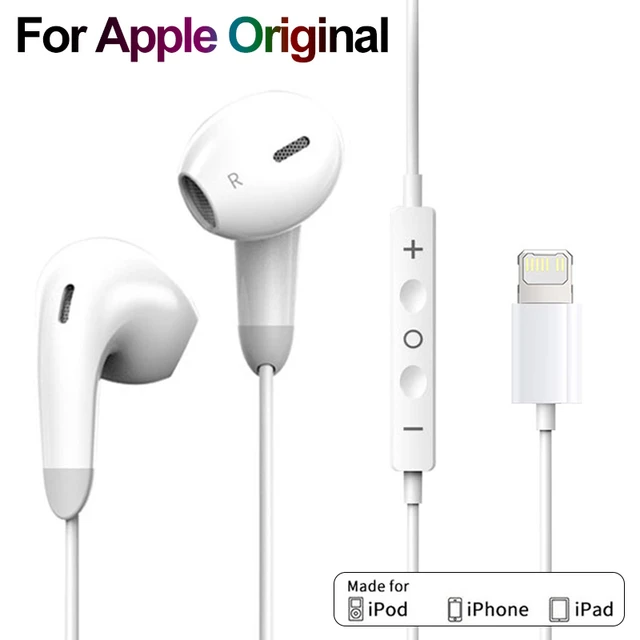 Auriculares para iPhone, auriculares Lightning con cable para iPhone 13,  14, 12 Pro Max, con certificación MFi Lightning con micrófono y control de