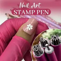 4Pcs Flower Nail Art Stamp Pen Set with Different Patterns Nail Art Stamper Tool Women Nail Art Dotting Tools for Manicure 2