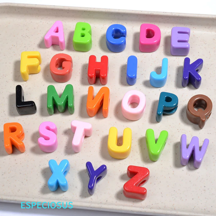 Acrylic Letter Beads Multi Color Big Hole Children Handcraft Ornament Alphabet Spacer Necklace Accssories DIY Jewelry Department