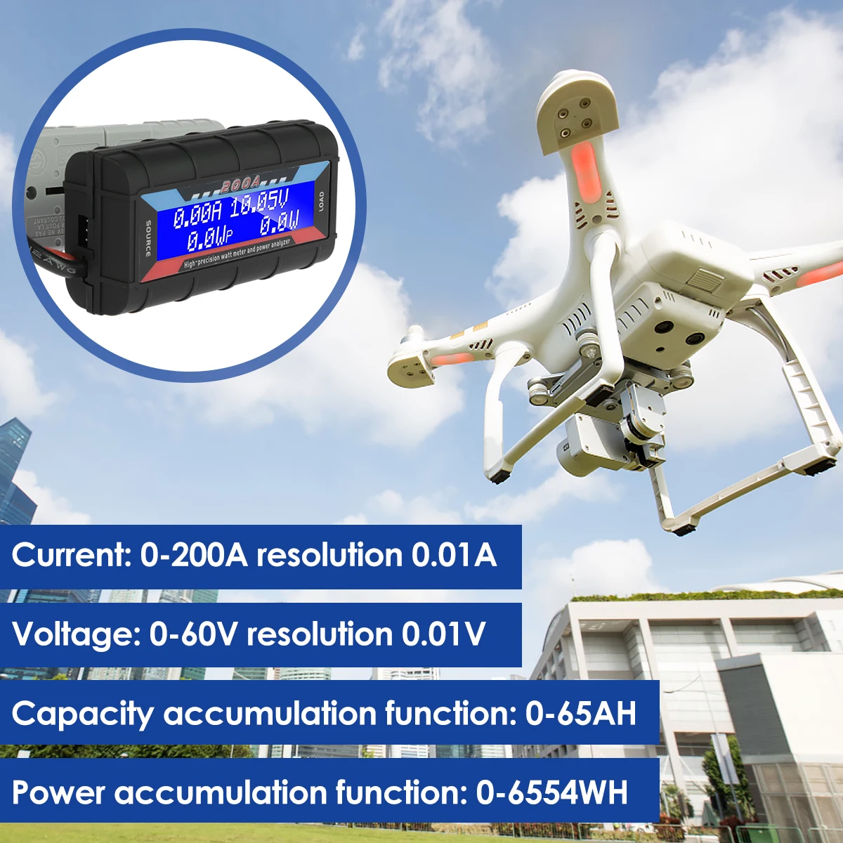 200A DC Digital Monitor Solar Power Monitor Tester Professional Battery Monitor Meter Precise LCD Volt Amp Watt Power Analyzer 4