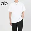 ALO basic solid color short-sleeved T-shirt for men and women, loose and made of pure cotton, classic and versatile for summer. 2