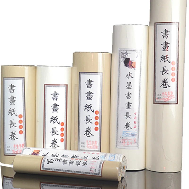 20m 100m Thick Rolling Chinese Rice Paper Half Ripe Raw Xuan Paper Painting Brush Calligraphy Pratice Chinese Roll Rice Papier