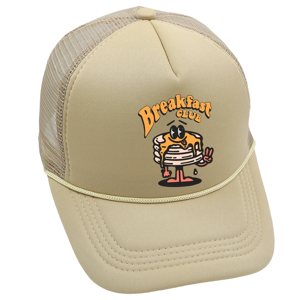 Breakfast Club Trucker Hat Cute Pancake Baseball Cap Summer Beach Woman Mesh Cap Adjustable Buckle Unisex
