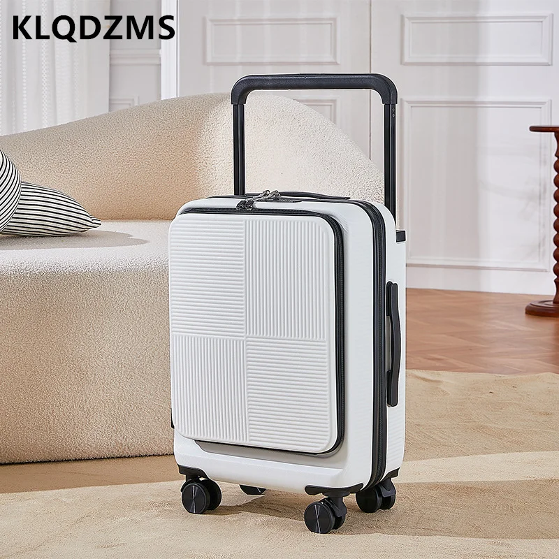 

KLQDZMS 20"24 Inch Anti wear Front Opening Luggage Business Multifunctional Small Password Boarding Box Exit Simple Suitcase