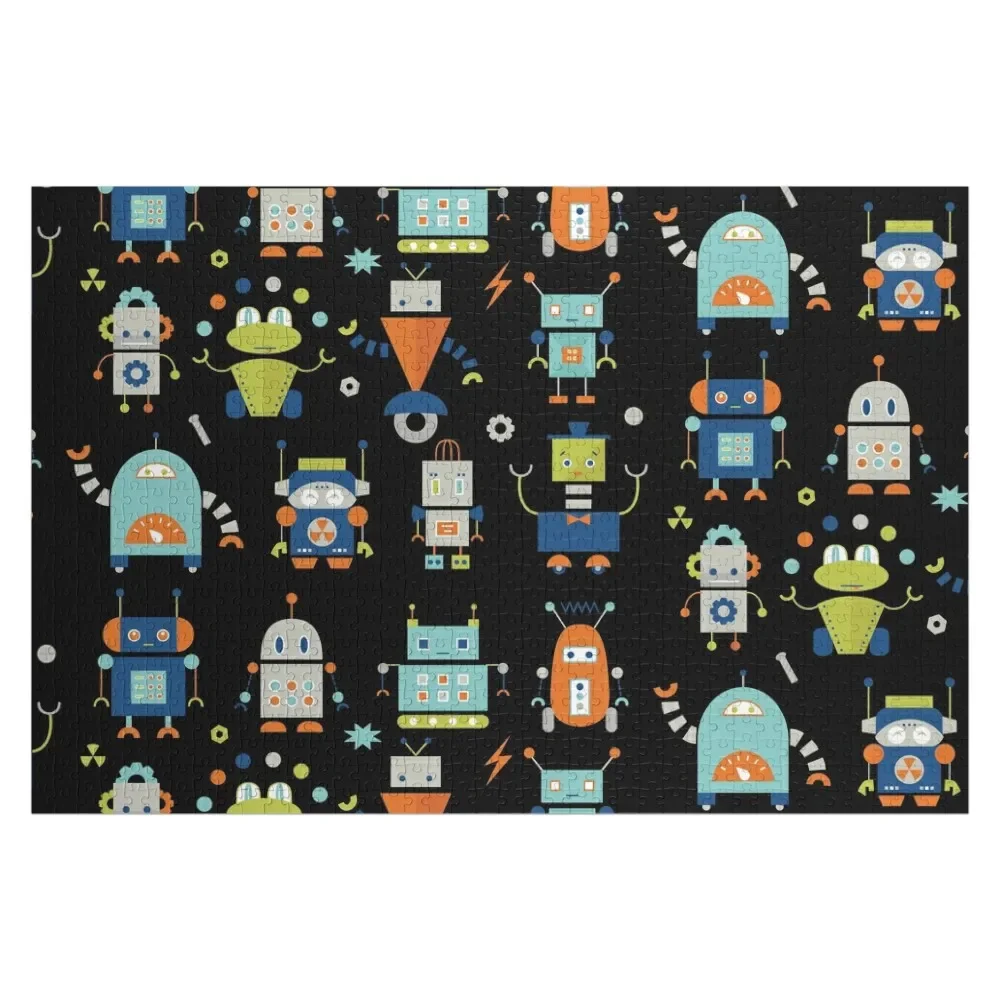 Robots Pattern Black Jigsaw Puzzle Customized Photo Works Of Art Puzzle