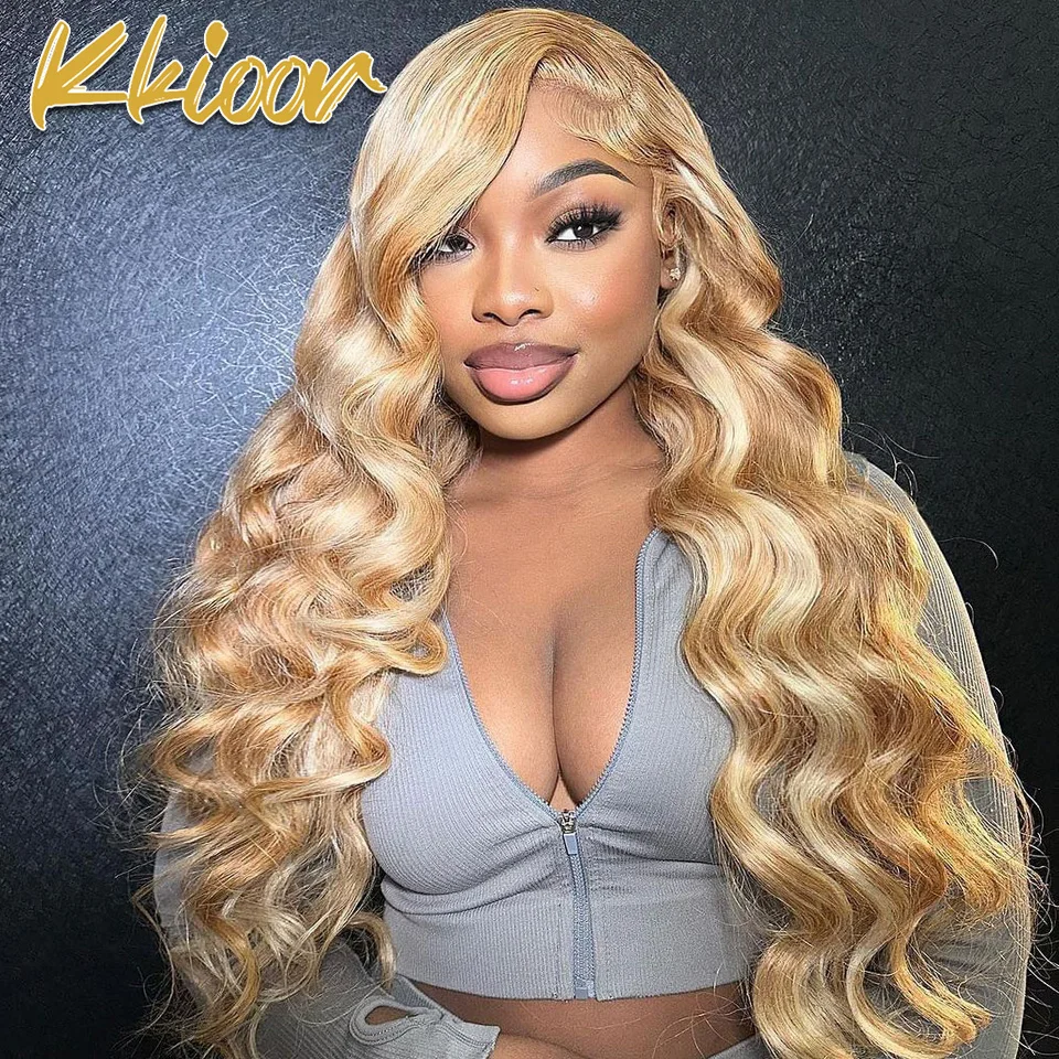 

13X6 Highlight Colored Lace Frontal Wigs Pre Plucked Human Hair Body Wave Blonde Lace Frontal Human Hair Wigs Brazilian Hair wig