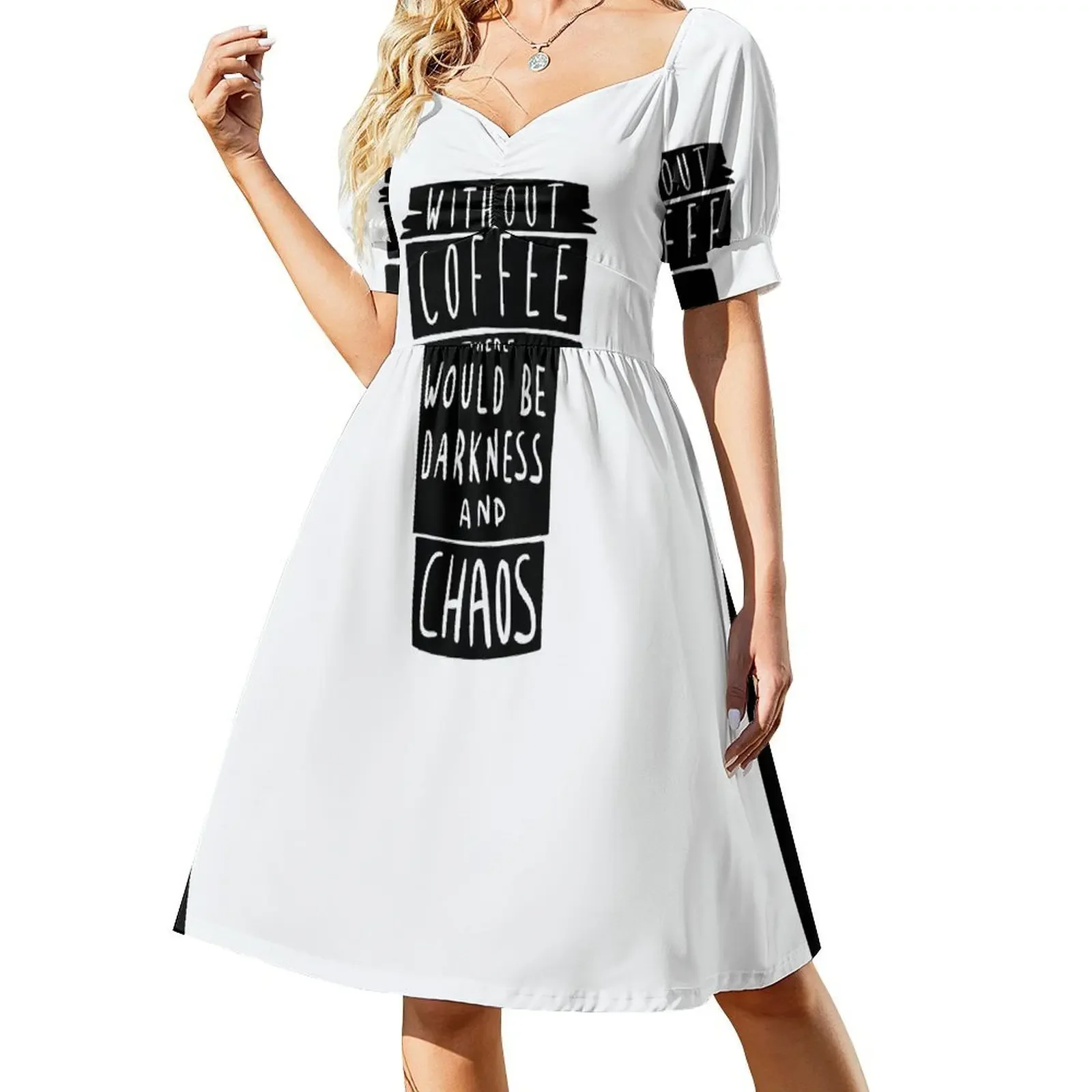 thumbnail image 1 of Sin café habría oscuridad y confusión Vestido sin mangas Falda de verano Vestidos de verano de mujer Vestido, 1 of 7