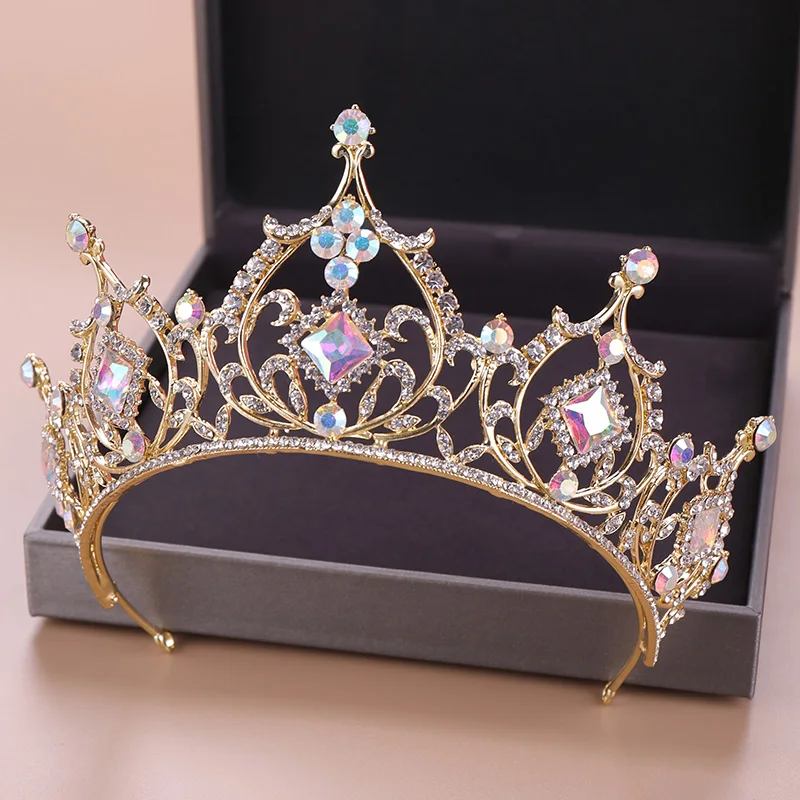 Fashion Wedding Hair Accessories Bridal Headdress Baroque Colored Rhinestone Crystal Crown Party Prom Queen Jewelry Crown Gift - 4