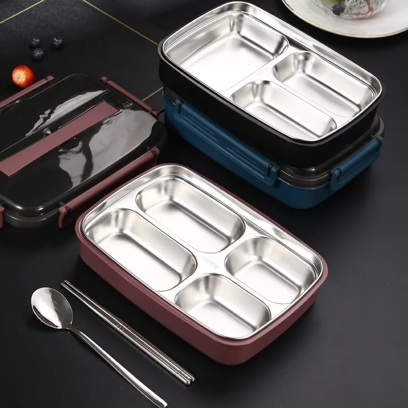 4 Grid Thermal Lunch Box Stainless Material Microwave Boxs Leakproof Bento  Box 304 for Work Picnic Warm Keeping Storage Boxes - AliExpress