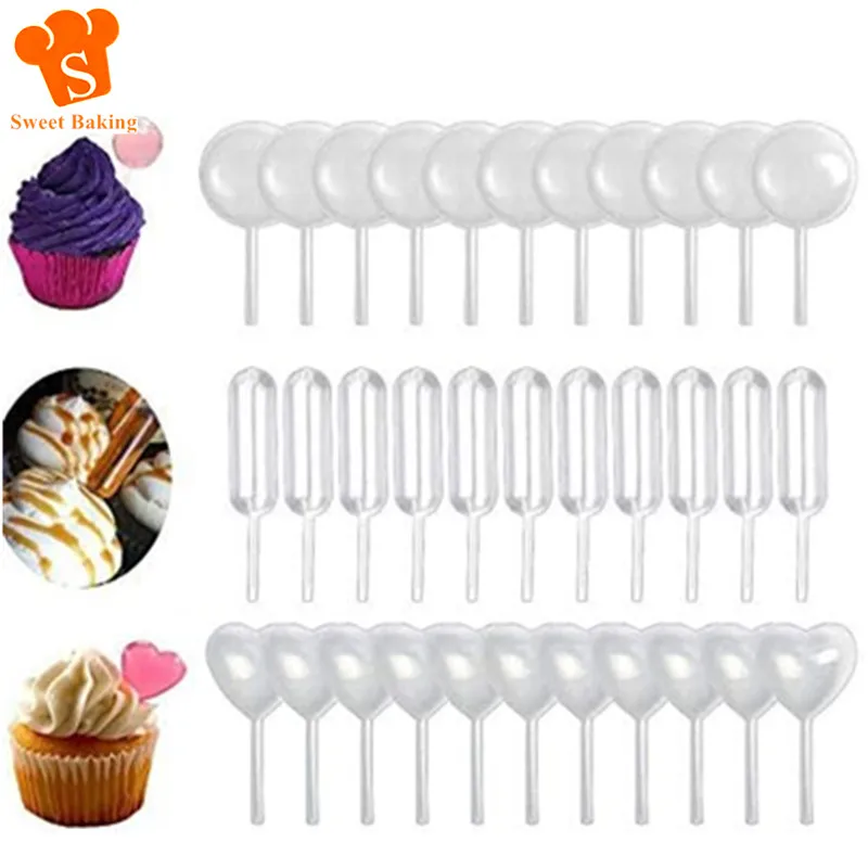 50/100 Pz 4Ml Pipette Cupcake Plastica Spremere Contagocce Trasferimento Liquido Pipette Macaron Dispenser Farcito Per Cupcakes Dessert