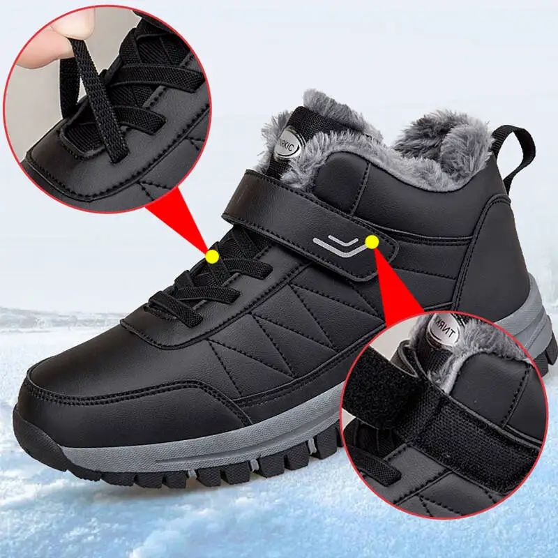 Winter Men Boots PU Leather Snow Boots Man Plush Warm Causal Shoe Waterproof Men Boots High Quality Male Sneakers Ankle Boots - 6