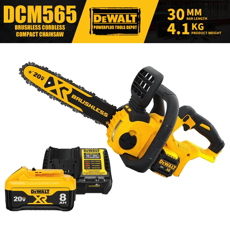 

DEWALT DCM565 Kit Brushless Cordless 30mm Compact Chainsaw 20V Power Tools Garden Wood Cutter With Battery Charger