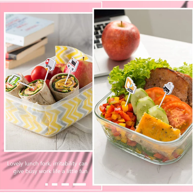 Fruit Fork Food Grade Plastic Mini Cartoon Kids Cake Fruit Toothpick Bento Lunch Accessories Party Decoration