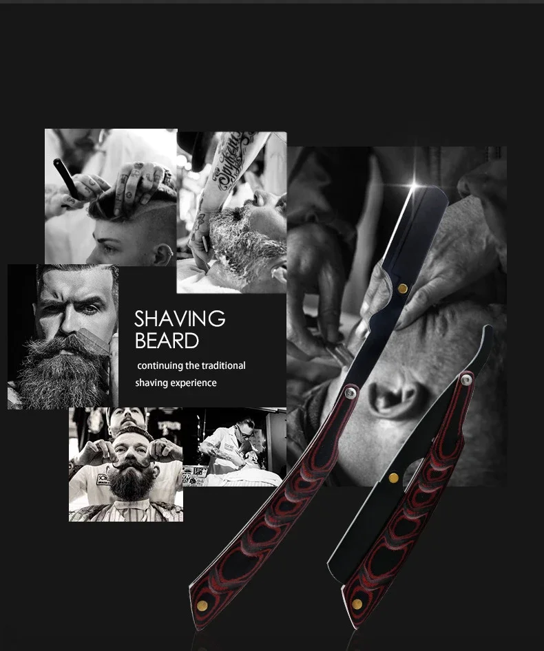 Men's Barber Razor Folding Shaving Shaver Professional Straight Edge Stainless Steel Manual Scraper Barber Razor With Blade 5