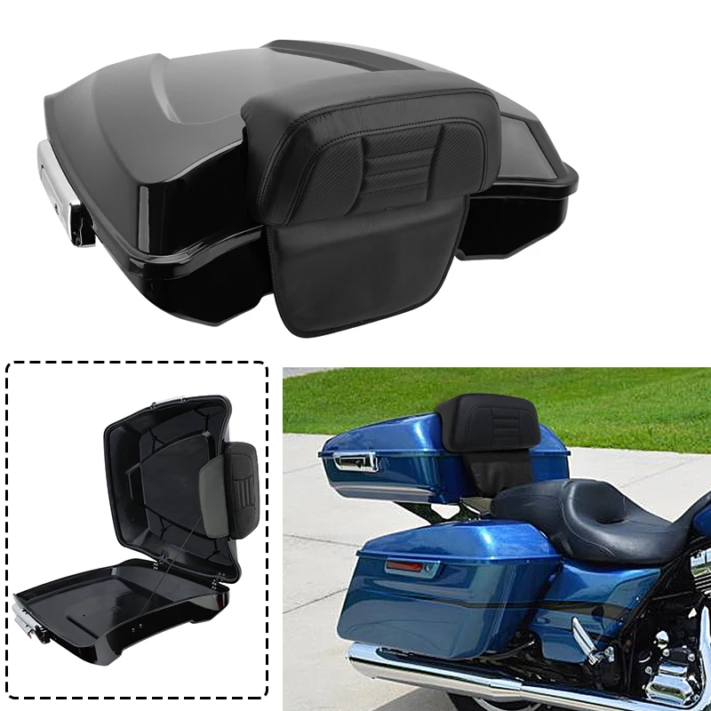 1Set Motorcycle Razor Pack Trunk W/Backrest For Harley Tour Pak Touring ...