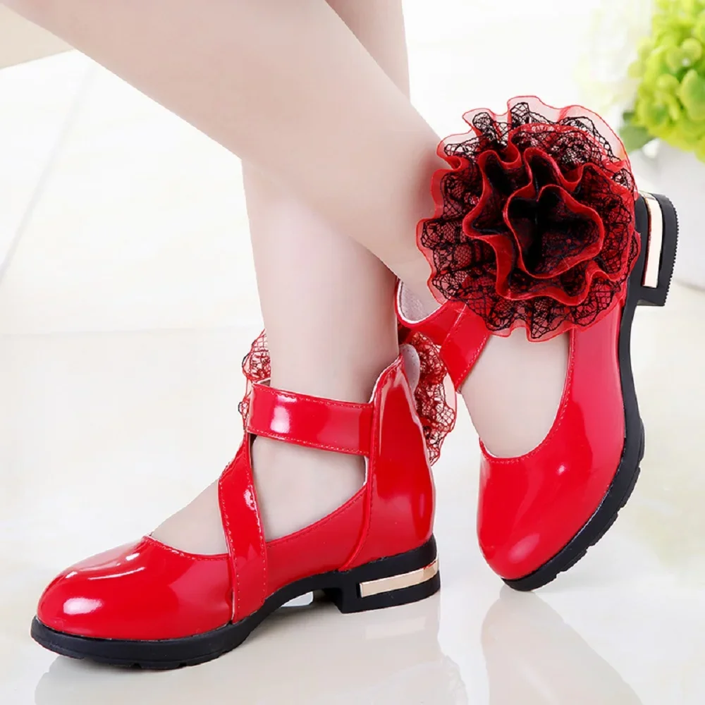 Girls leather princess shoes 2021 spring autumn children's shoes school girl casual footwear teenage wedding party dance shoes 2