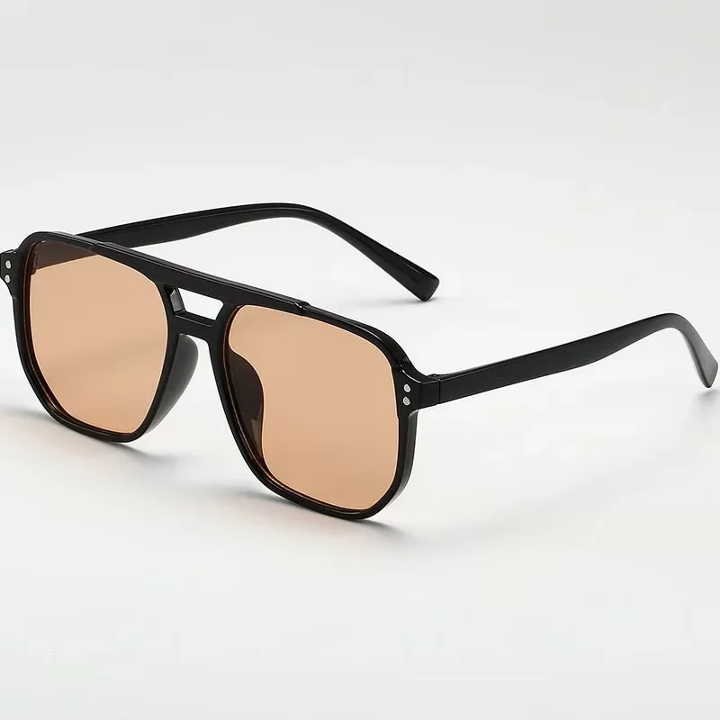 Vintage Unisex Designer Square Sunglasses with Yellow Lenses