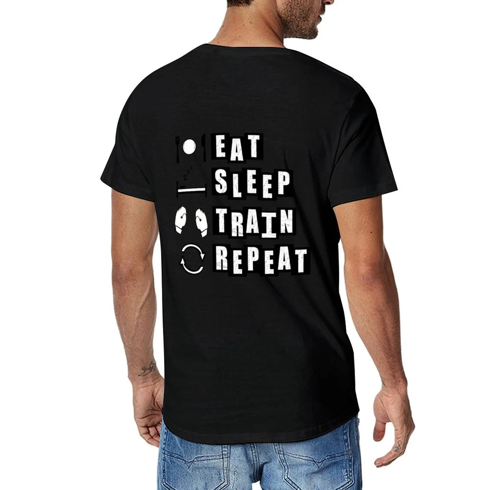

Eat, Sleep, Train, Repeat for Boxing - white T-Shirt anime clothes Aesthetic clothing for a boy mens graphic t-shirts hip hop