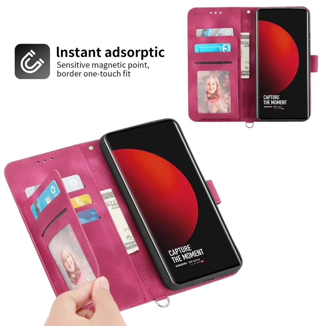 Luxury Leather Flip Wallet Phone Case with Card Holder Compartments