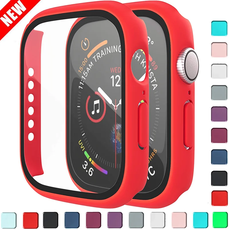 Vetro Temperato + Cover Per Accessori Apple Watch 45Mm 41Mm 44Mm 40Mm 42Mm Proteggi Schermo Apple Watch Case Serie 9 4 5 6 Se 7 8