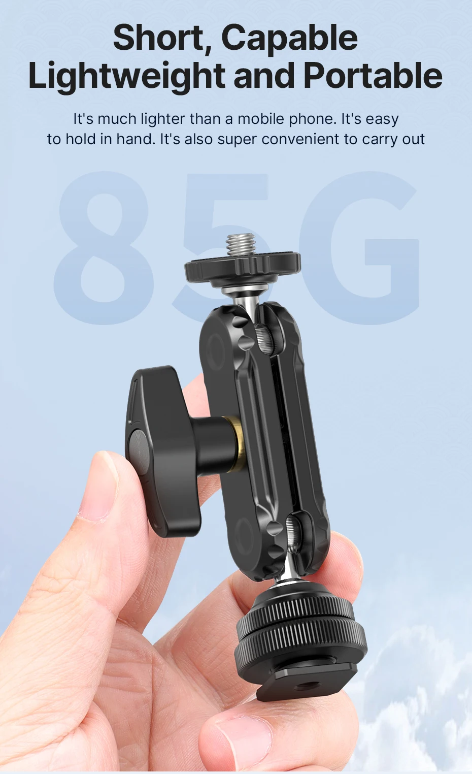 R098 Double Ball Heads Magic Arm with Cold Shoe Mount 1/4'' Screw for DSLR Came