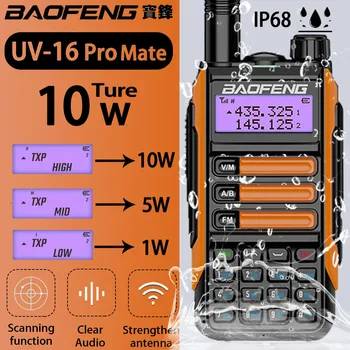 2022 BaoFeng UV-16 Pro Mate 10w High Power Walkie Talkie TYPE-C Charger Long Range Waterproof UV16 Transceiver Ham Two Way Radio 1