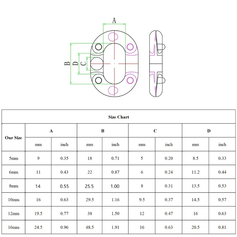 1Piece Quality Chain Link Connector, 316 Steels Marine Grade C Link Split Connectings Ship Anchors Chain