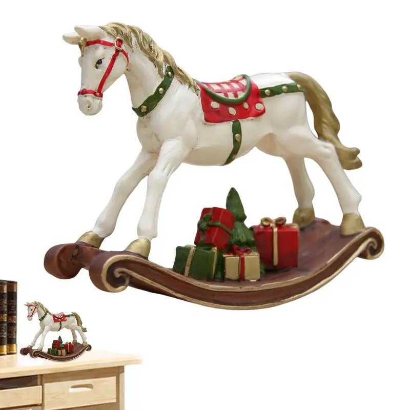 

Рождественские украшения, цветная лошадка-качалка, Рождественская фигурка лошади-качалка, настольное украшение, рождественское хобби, лошадь, украшения