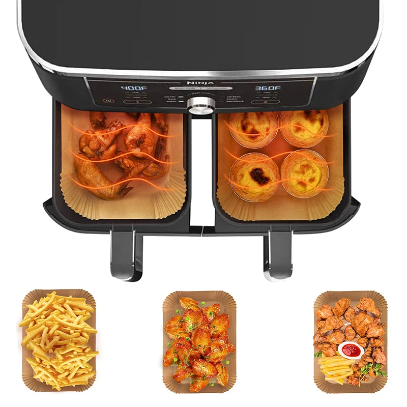 Airfryer Baking Liner Rectangle Disposable Airfryer Baking Paper Liner Waterproof Oilproof Non-Stick Baking Mat for Ninja Foodi Air Fryer Accessories