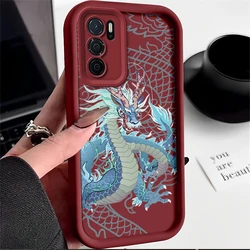 Dragon Design Silicone Anti-Drop Soft Phone Case - Premium Protective Back Cover for OPPO A16S (Red)