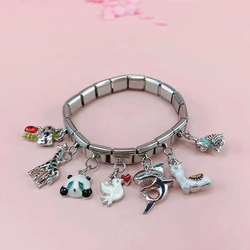 Hapiship Original Daisy Giraffe Dove Dog Alpaca Tortoise Cat Italian Charm Fit 9mm Bracelet Stainless Steel Jewelry Making DJ277