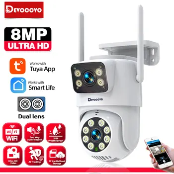 투야 무선 CCTV 감시 카메라, PTZ 와이파이 보안 카메라, 듀얼 렌즈, 듀얼 스크린, Ai 자동 추적, 스마트 라이프, 4K, 8MP
