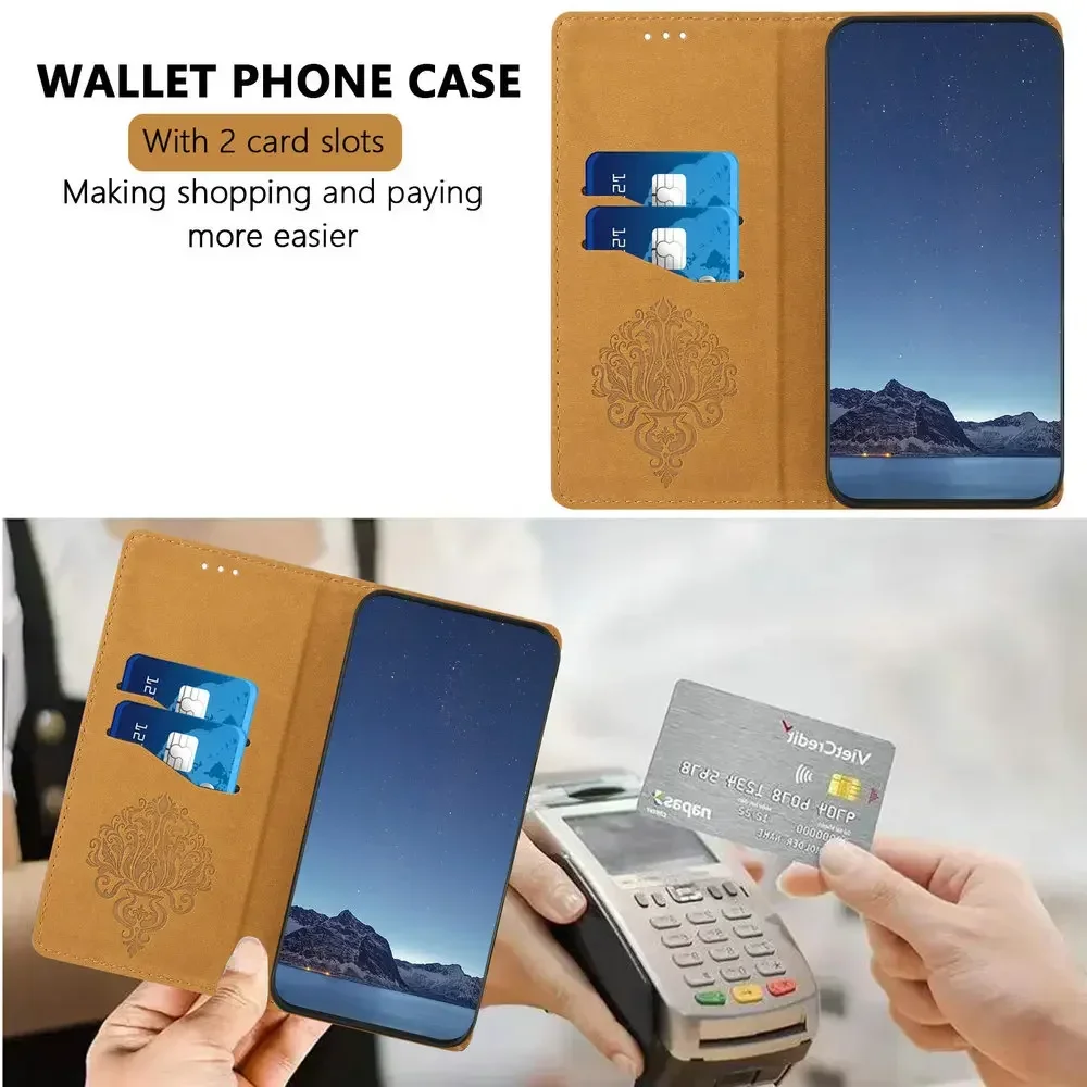 Luxury Leather Wallet Card Case with Magnetic Book Cover