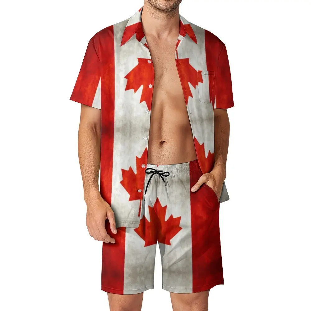 

Canada Canadian Flag National Flag of Canada Men's Beach Suit 2 Pieces Pantdress High Quality Casual Graphic Swimming USA Siz