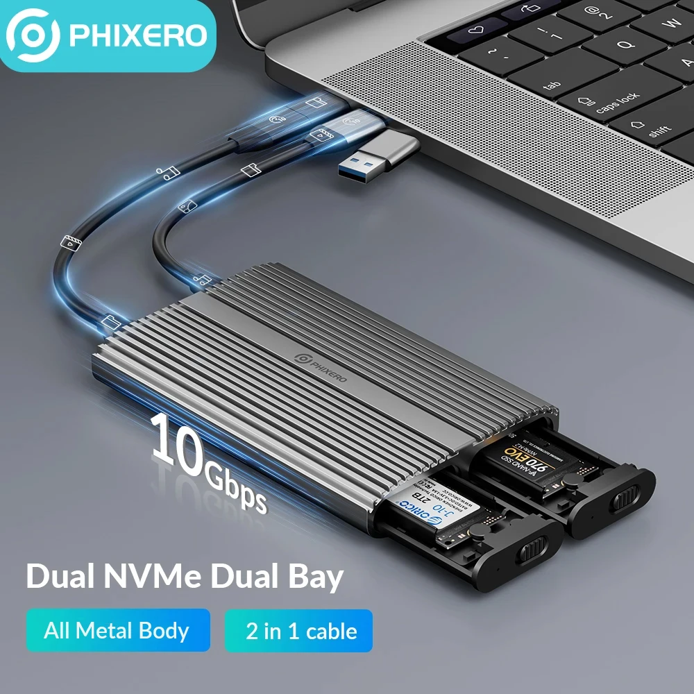 Gabinete Dual Bay Livre, M.2 NVMe 2bay