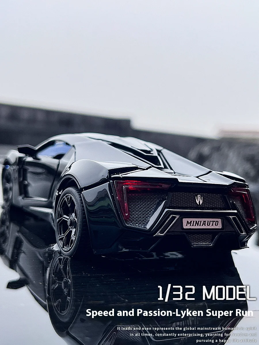 1:32 W Motors Lykan 하이퍼스포츠 슈퍼 스포츠카, 합금 금속 다이캐스트 모델 차량 수집, 취미 사운드 및 라이트, 트렌디 장식품
