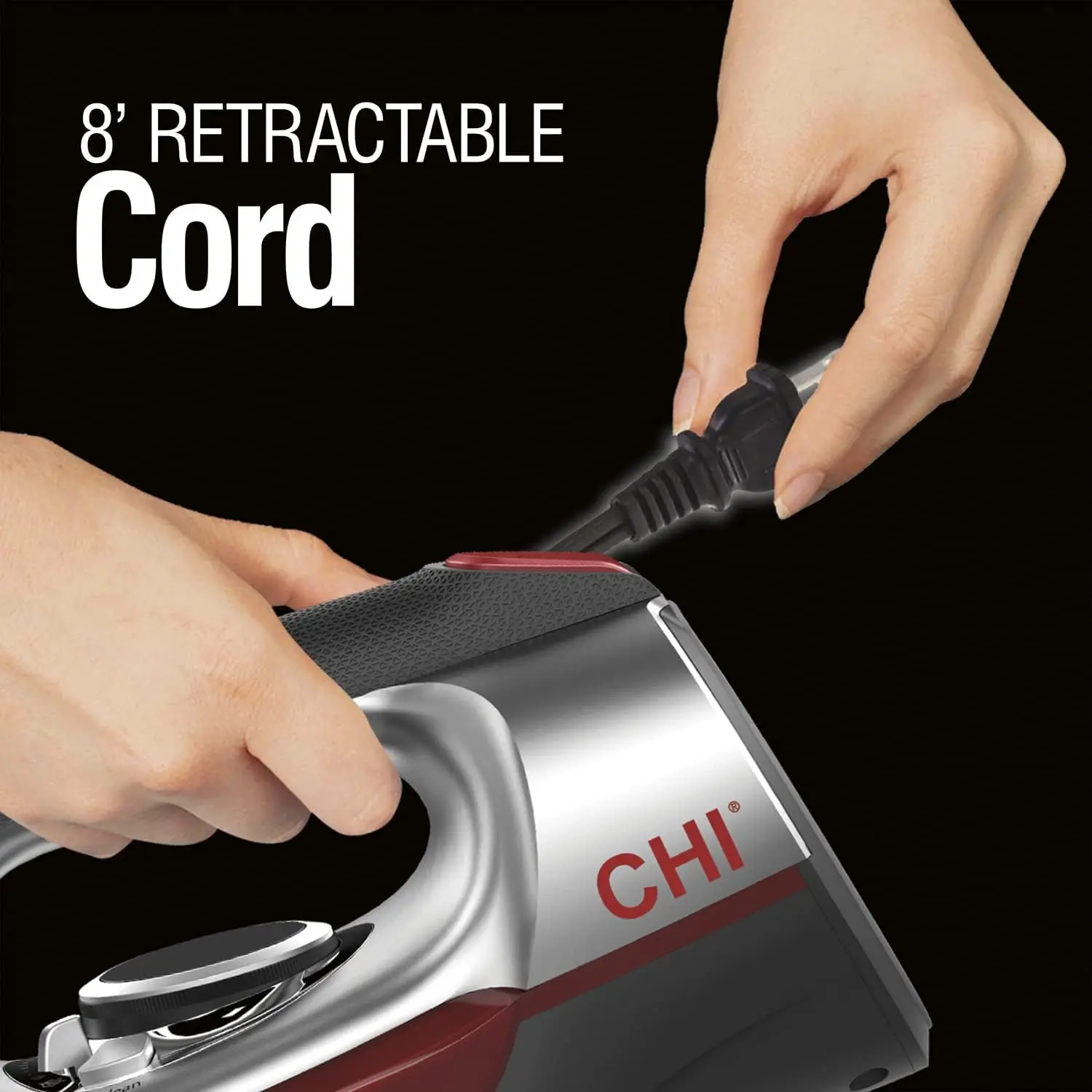 Steam Iron for Clothes with 8’ Retractable Cord, 1700 Watts, 3-Way Auto Shutoff, 400+ Holes, Professional Grade 6