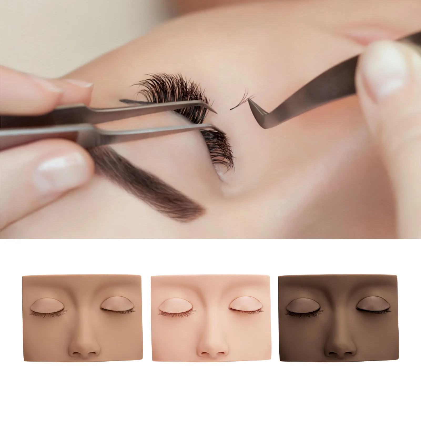 3-in-1 Wimpern-Mannequin-Kopf Mit Austauschbaren Augenlidern – Übungskopf Für Wimpernverlängerung & Make-up, Rosa
