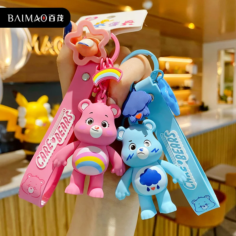 Genuine Carebear Rainbow Bear Keychain Cute Trendy Exquisite Doll Keychain Couple Ornament Children\'s Holiday Gift
