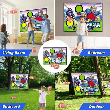 VATOS Rugby Football Toss Target Games with 2 Soft Footballs Indoor Outdoor Hanging Football Goal Throw Game Toy for Boys Girls 3